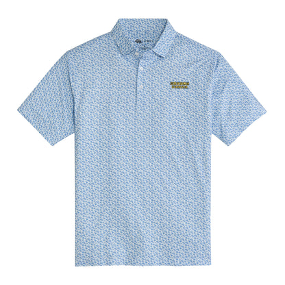 Waffle House Hat Trick Printed Performance Polo - Sky