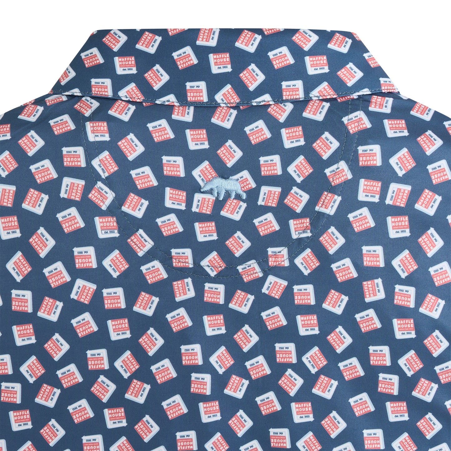 Waffle House Vintage Marquee Printed Performance Polo - Ensign Blue