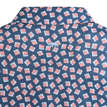 Waffle House Vintage Marquee Printed Performance Polo - Ensign Blue
