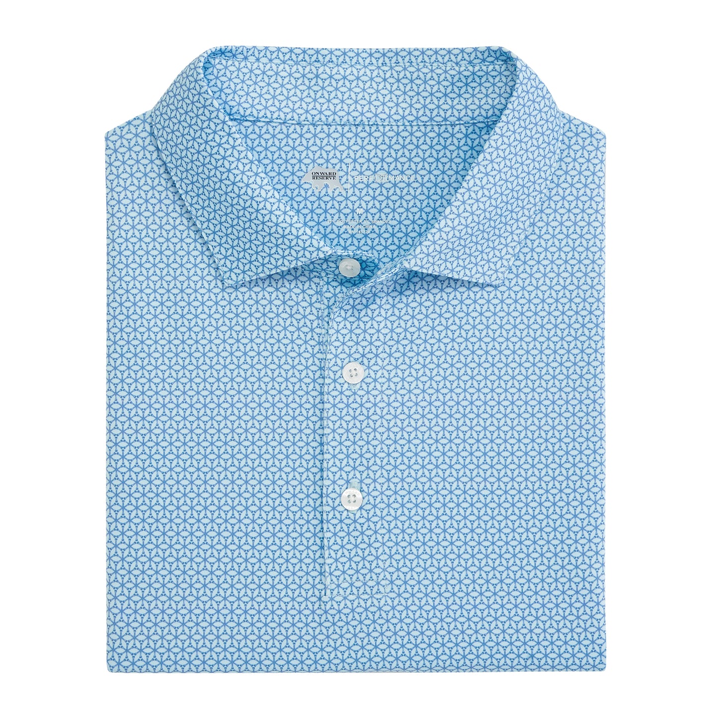 Out Of Office Printed Performance Polo - Delicate Blue