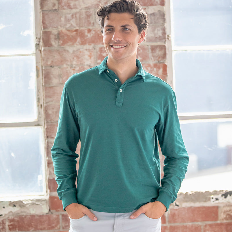 Perry Long Sleeve Polo - Botanical Garden