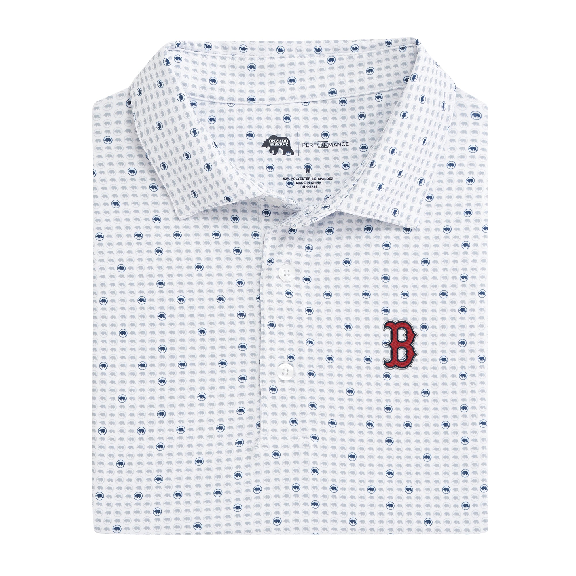 Boston Red Sox Tour Logo Printed Performance Polo Dark Denim L