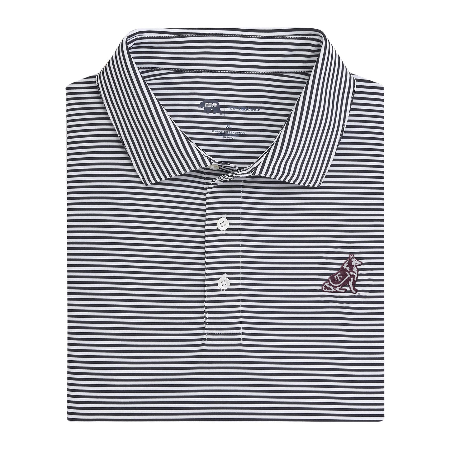 A&M Reveille Echo Stripe Performance Polo - Black
