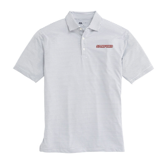 Samford Birdie Stripe Performance Polo - True Navy