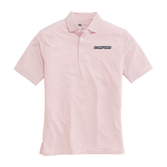 Samford Birdie Stripe Performance Polo - Red