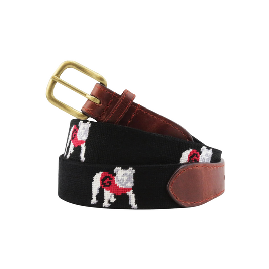 UGA Standing Bulldog Needlepoint Belt