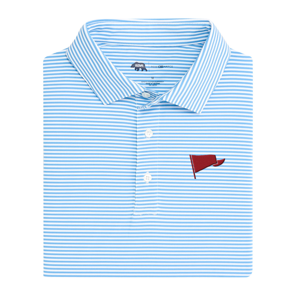 Yea! Alabama Pennant Echo Stripe Performance Polo - Sky