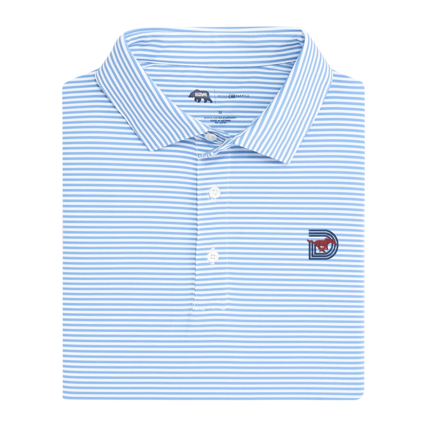 SMU Triple D Echo Stripe Performance Polo - Sky