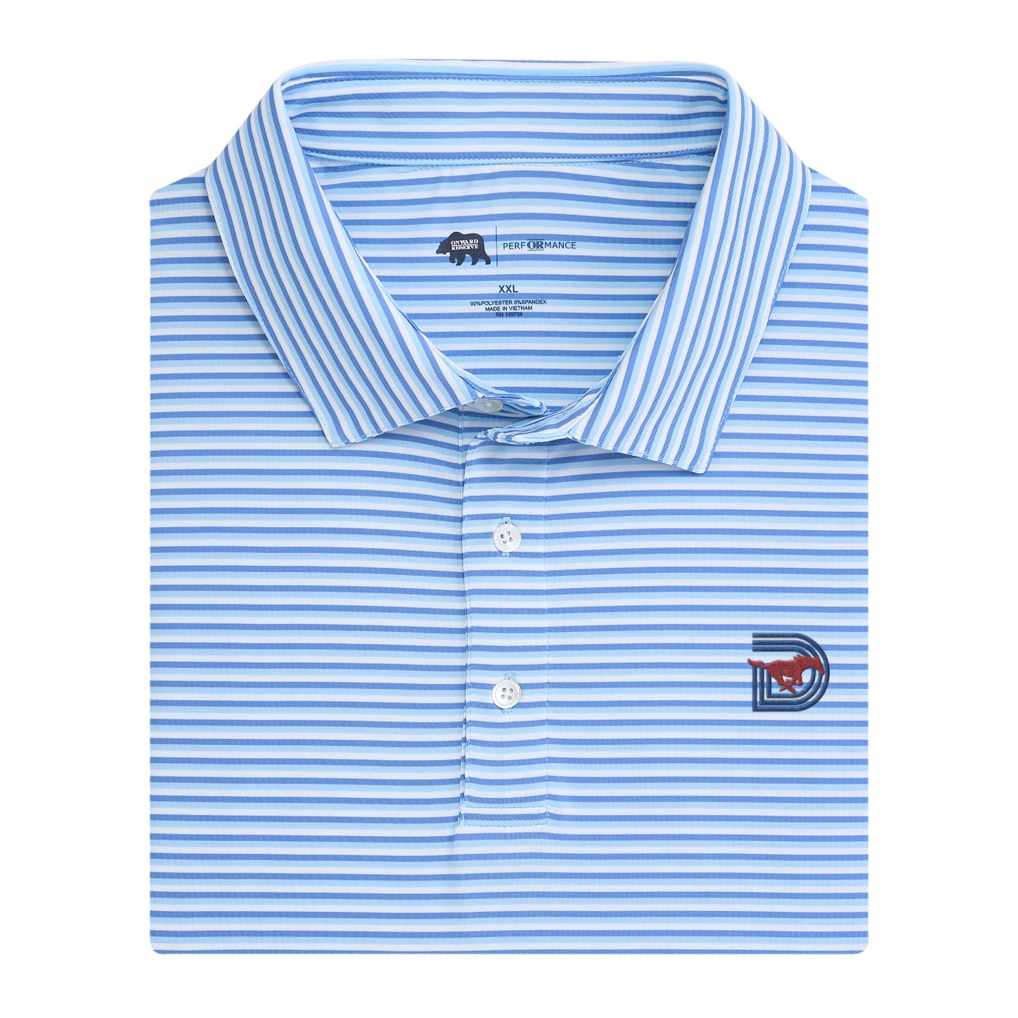 SMU Triple D Tri Stripe Performance Polo - Blue Horizon