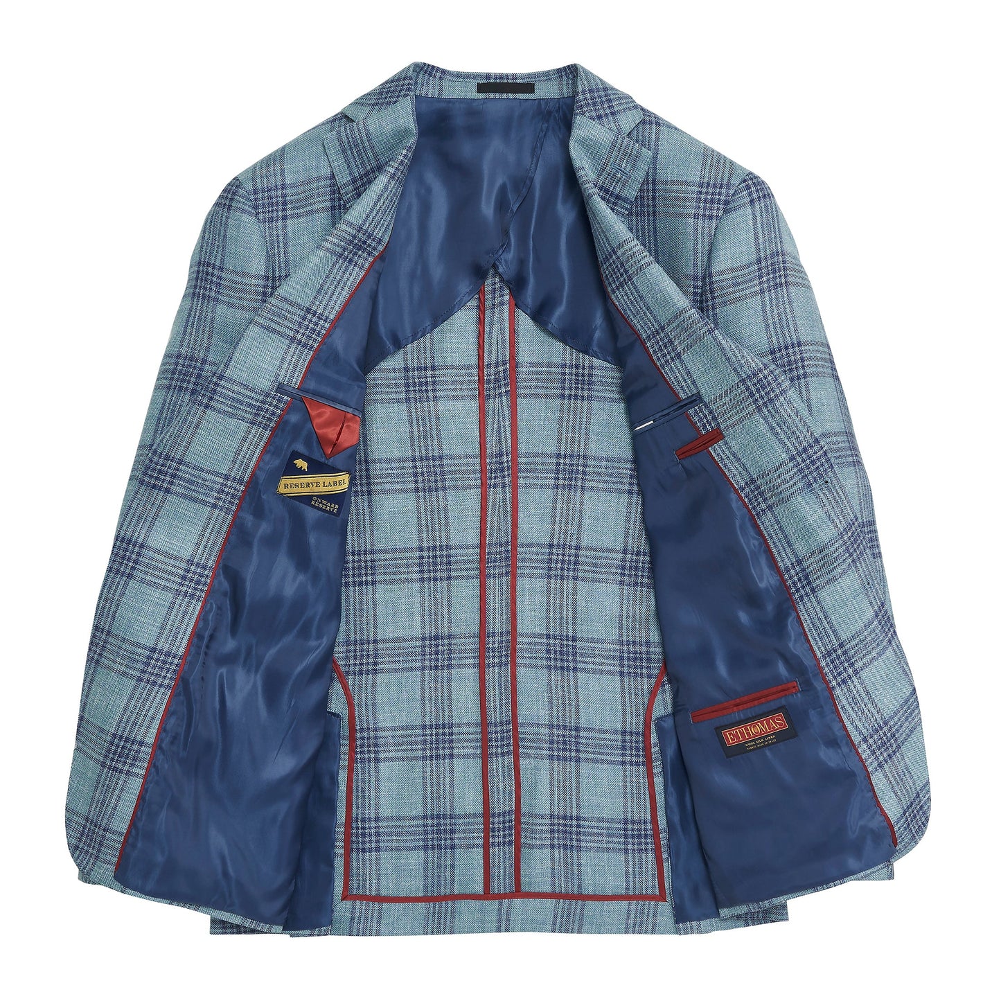 E. Thomas Deep Sea Plaid Sport Coat