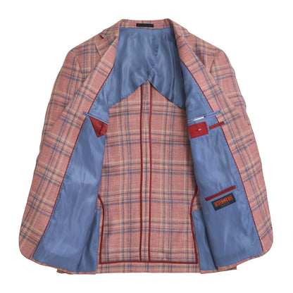 E. Thomas Coral Plaid Sport Coat