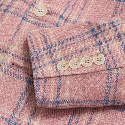 E. Thomas Coral Plaid Sport Coat