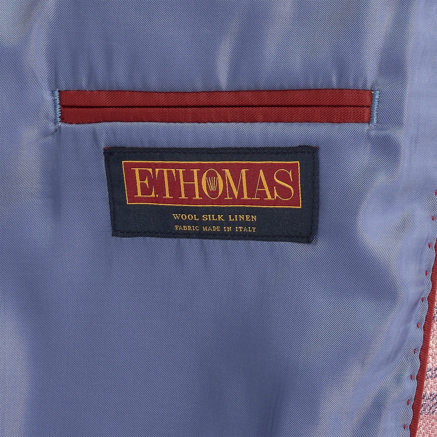 E. Thomas Coral Plaid Sport Coat