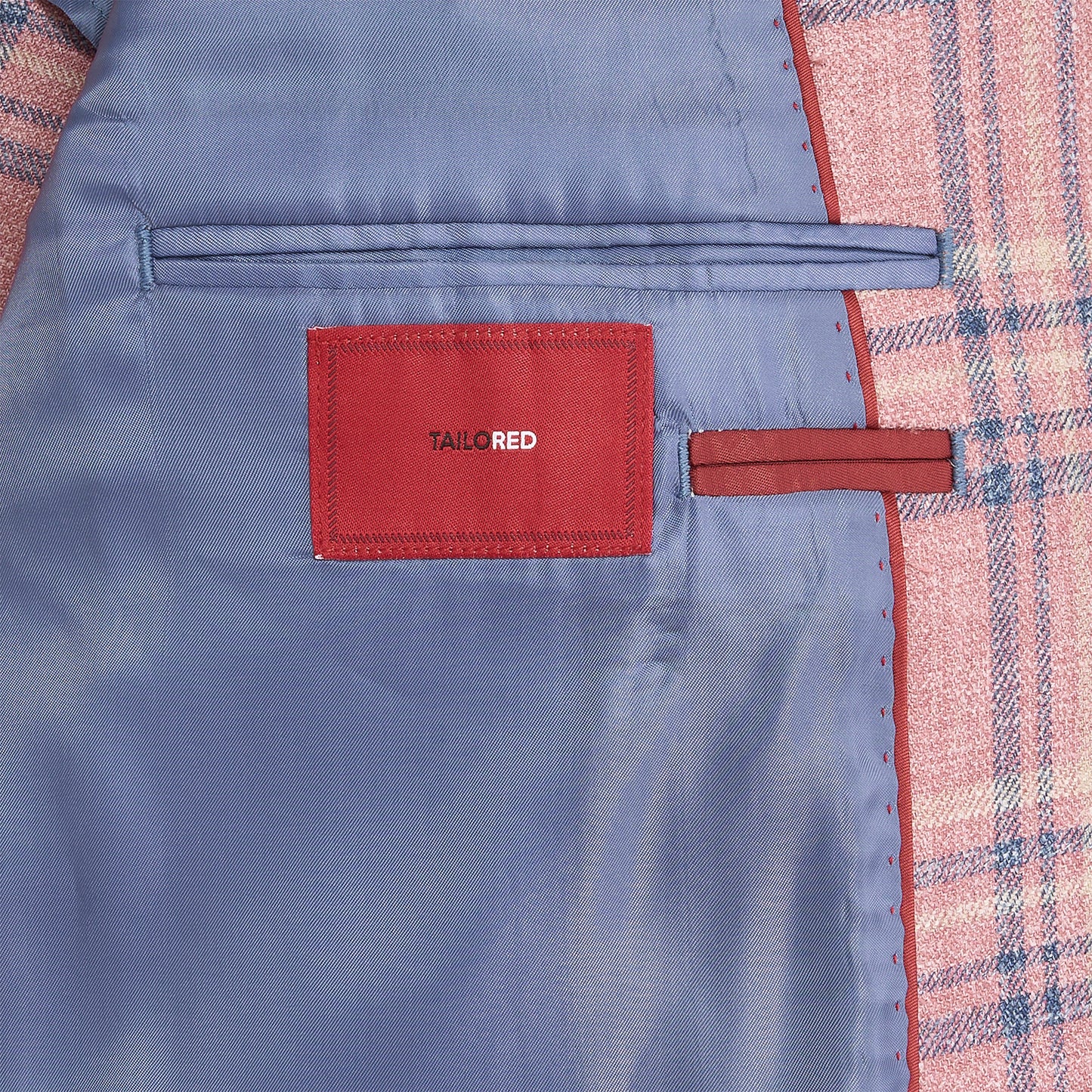 E. Thomas Coral Plaid Sport Coat