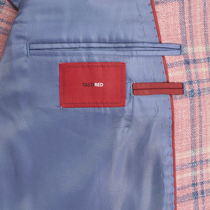E. Thomas Coral Plaid Sport Coat