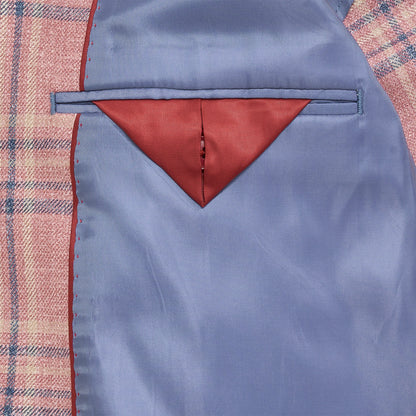 E. Thomas Coral Plaid Sport Coat