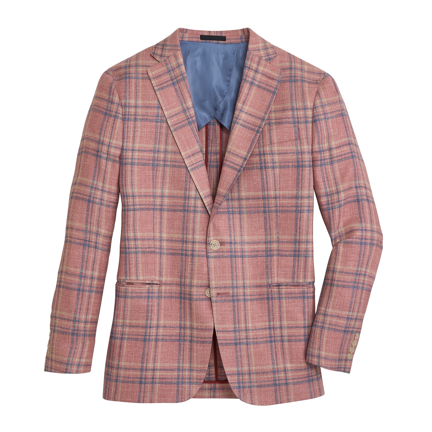 E. Thomas Coral Plaid Sport Coat