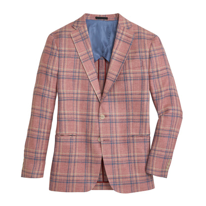 E. Thomas Coral Plaid Sport Coat