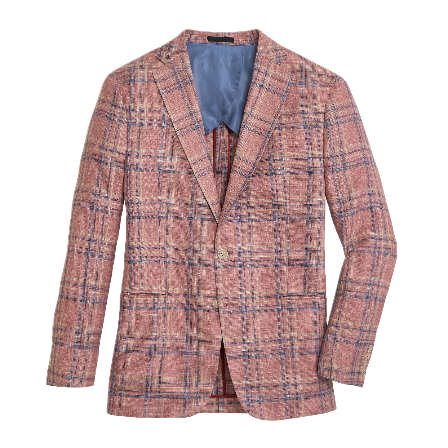 E. Thomas Coral Plaid Sport Coat