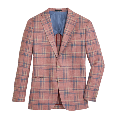 E. Thomas Coral Plaid Sport Coat
