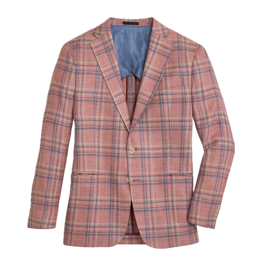 E. Thomas Coral Plaid Sport Coat