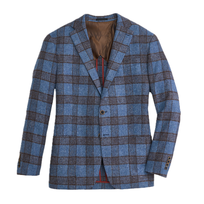 Baby Alpaca Blue Fog Plaid Sport Coat