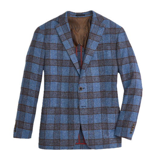 Baby Alpaca Blue Fog Plaid Sport Coat