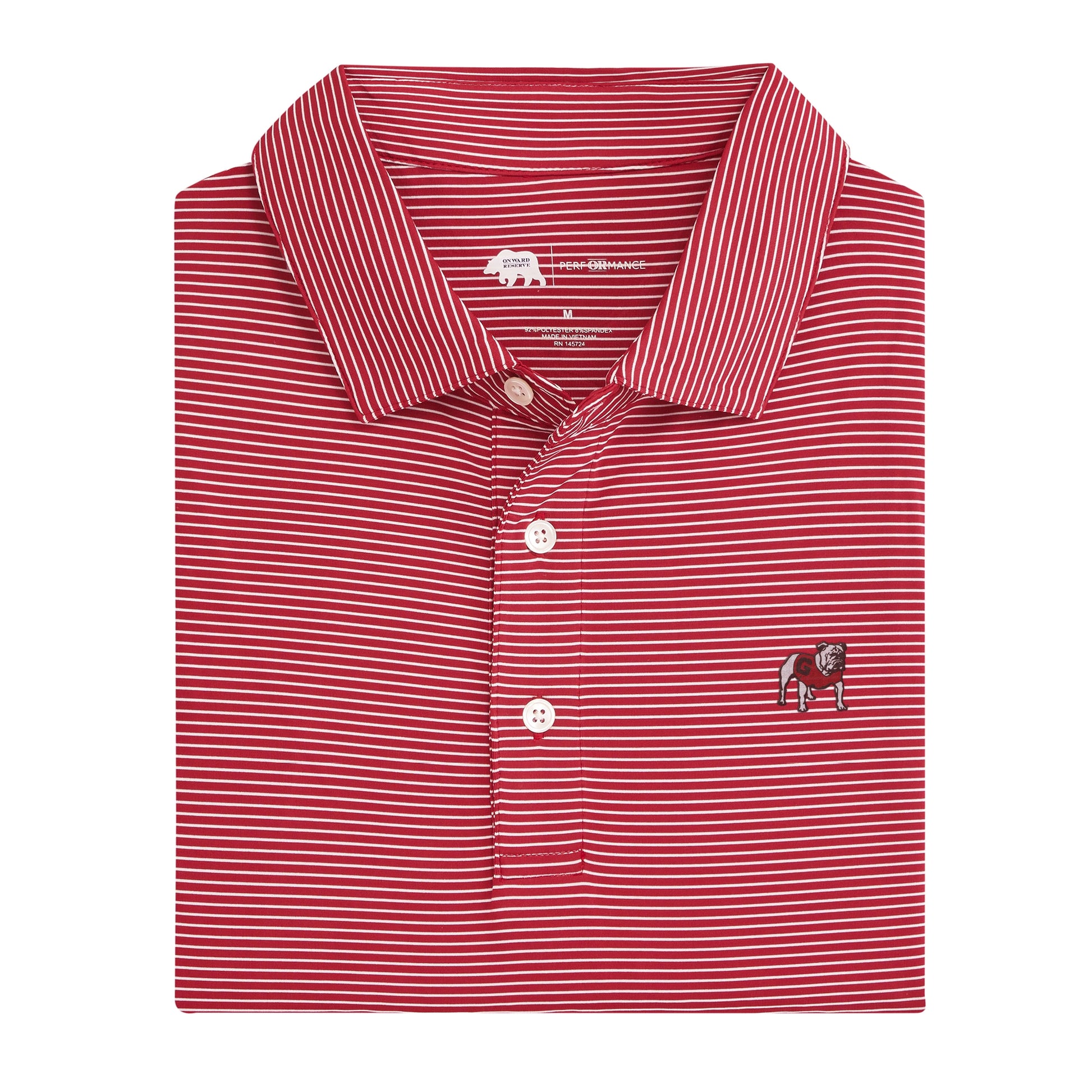 Onward Reserve Fairway Striped Performance Polo Red – Clover