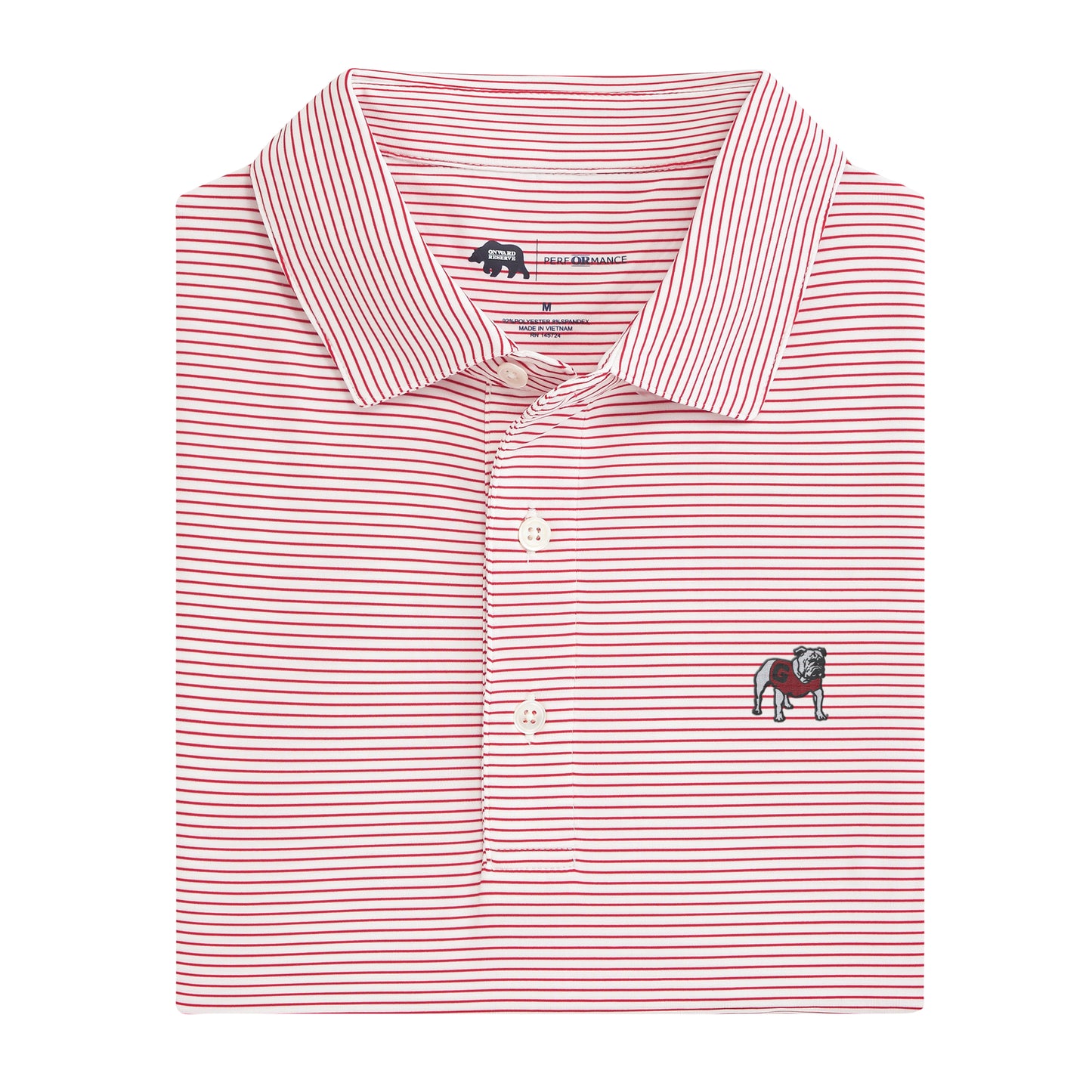 Birdie Stripe Standing Bulldog Polo - White/Red