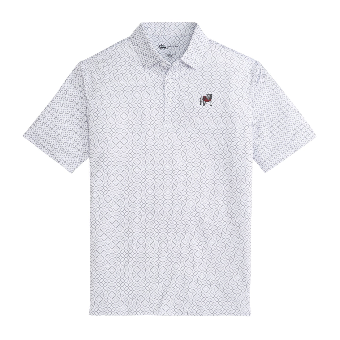 Standing Bulldog Gameday Printed Performance Polo - White