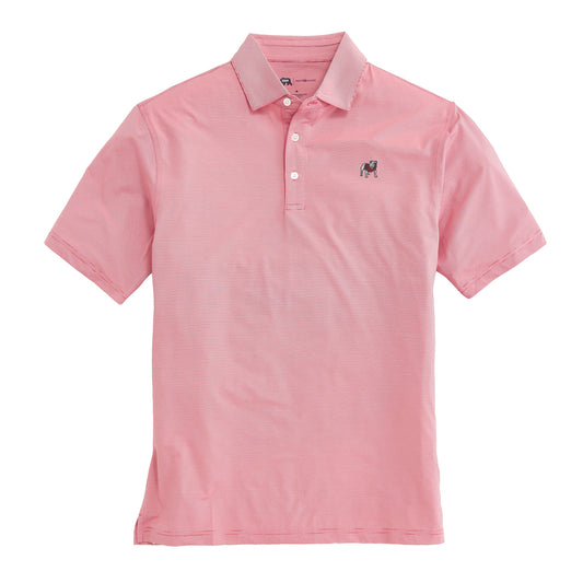 UGA Standing Bulldog Hairline Stripe Performance Polo - Red