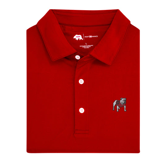 UGA Standing Bulldog Solid Performance Polo - Red