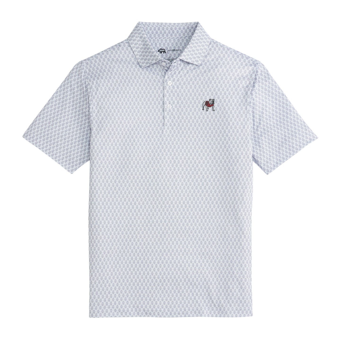 Standing Bulldog Tents Printed Performance Polo - White