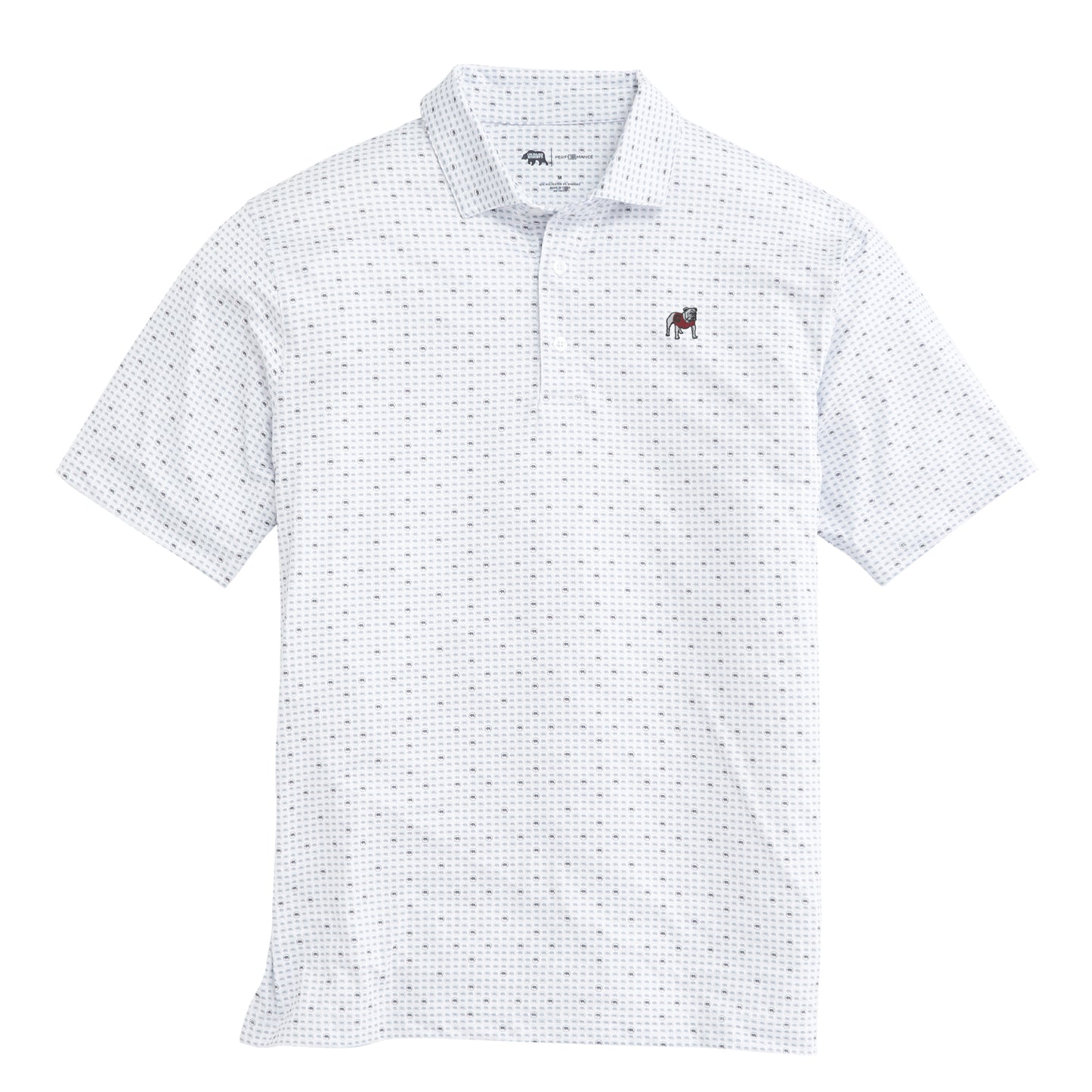 Standing Bulldog Tour Logo Printed Performance Polo