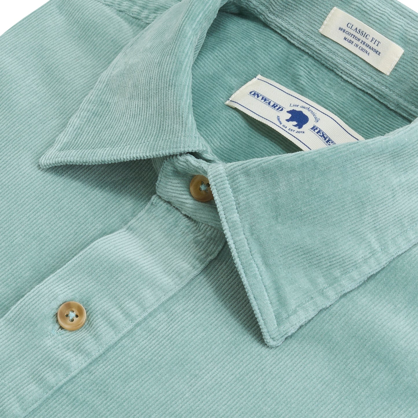 Stretch Cord Half Button Shirt - Surf