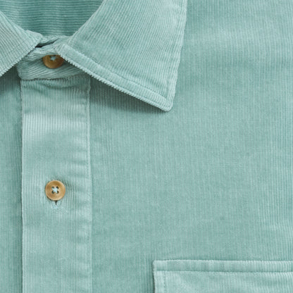 Stretch Cord Half Button Shirt - Surf