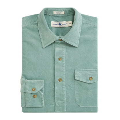 Stretch Cord Half Button Shirt - Surf
