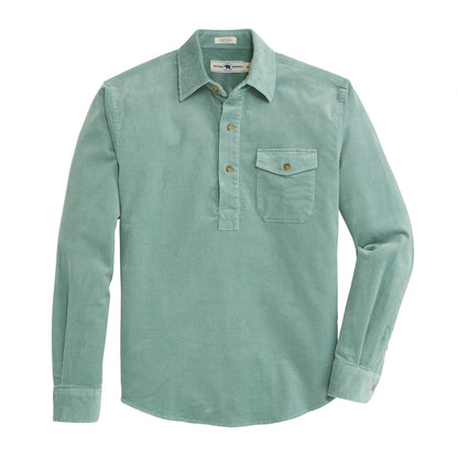 Stretch Cord Half Button Shirt - Surf