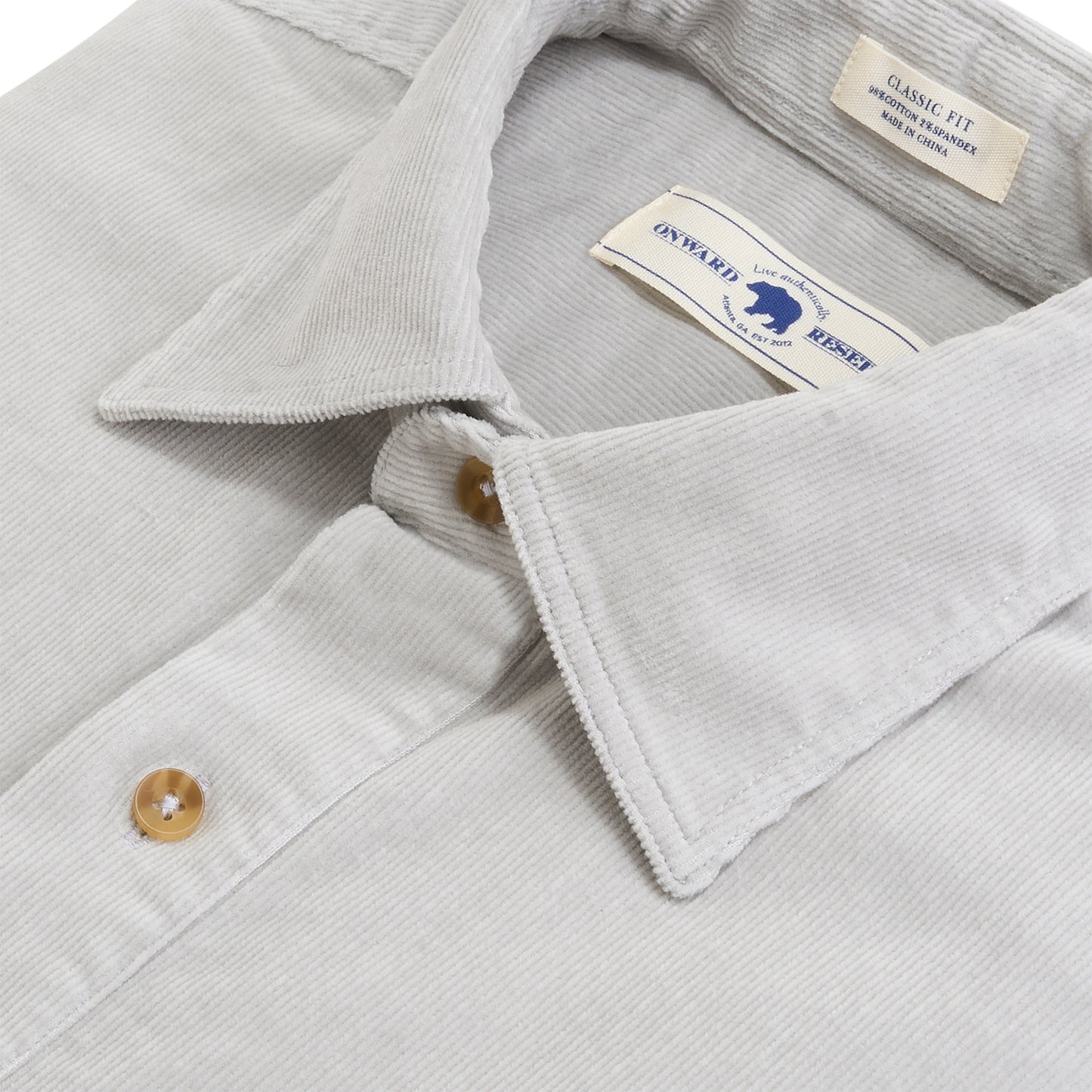 Stretch Cord Half Button Shirt - Harbor Mist