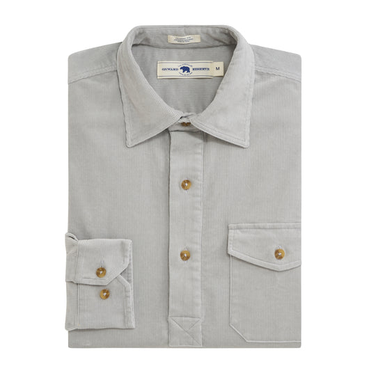 Stretch Cord Half Button Shirt - Harbor Mist