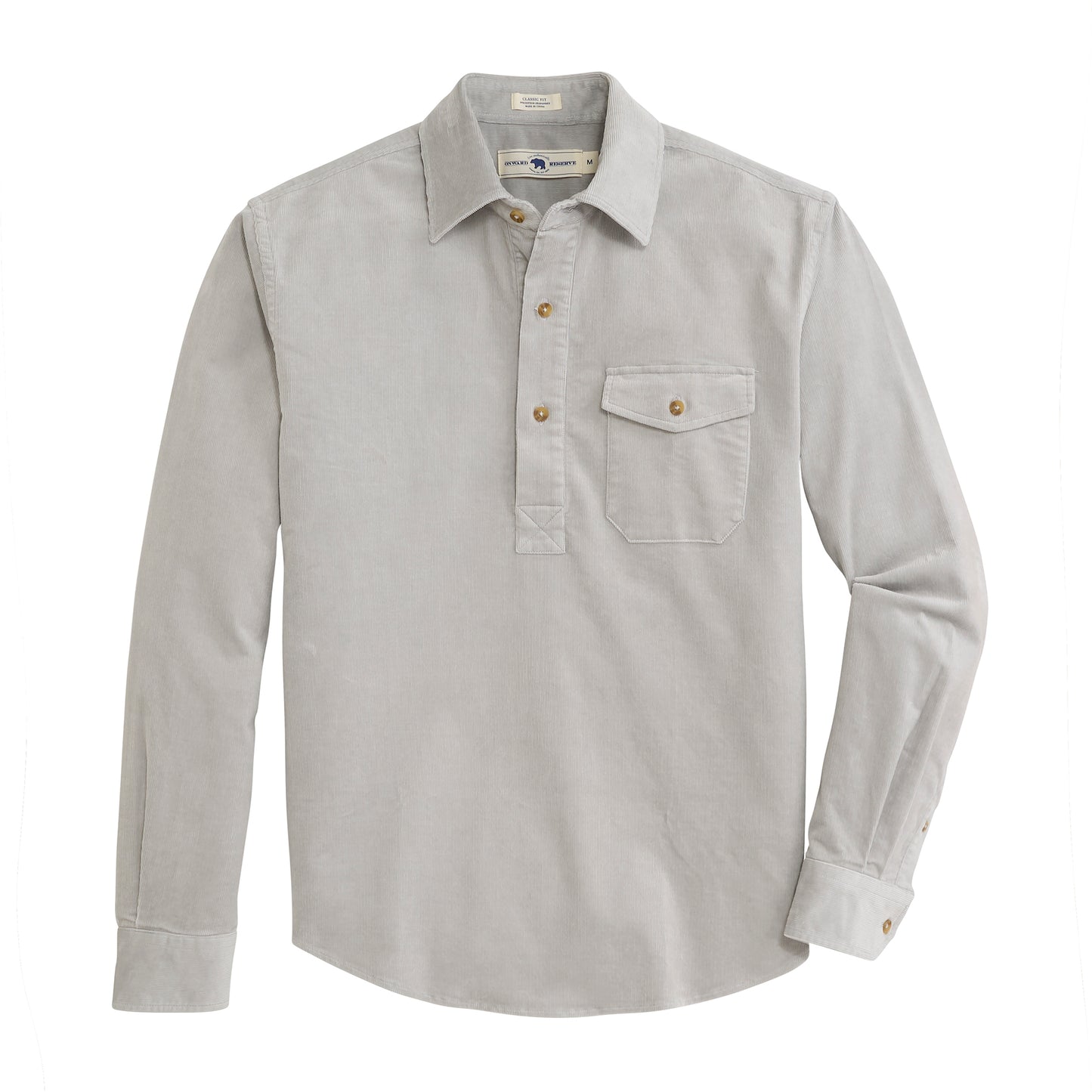 Stretch Cord Half Button Shirt - Harbor Mist