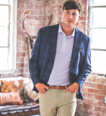 Blue plaid sport sales coat with jeans