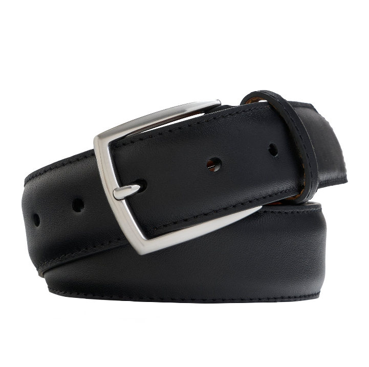1 3/8" Semi Matte Calf with Brushed Nickel Buckle - Black