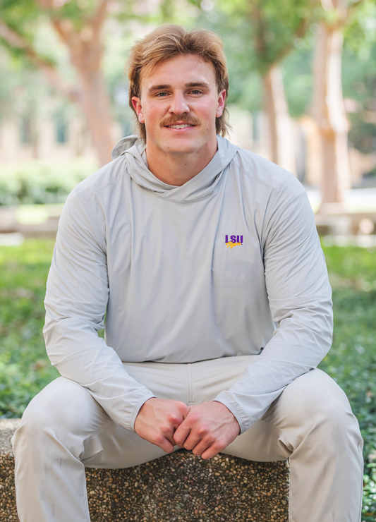 LSU Vintage Block LSU Tigers Trail Performance Hoodie - Harbor mist