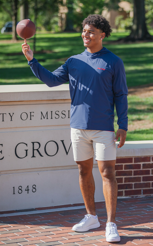 Ole Miss Hotty Toddy Vintage Script Trail Performance Hoodie - Naval Academy