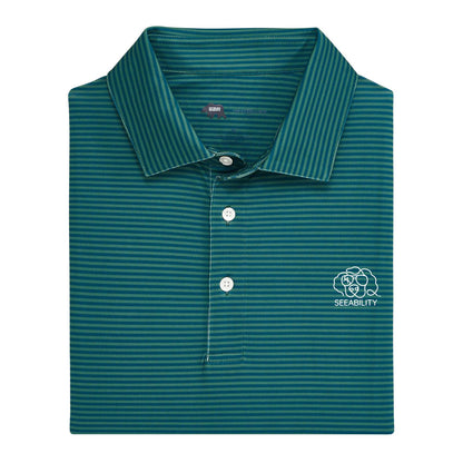 Seeability Echo Stripe Performance Polo - Blue Wing Teal