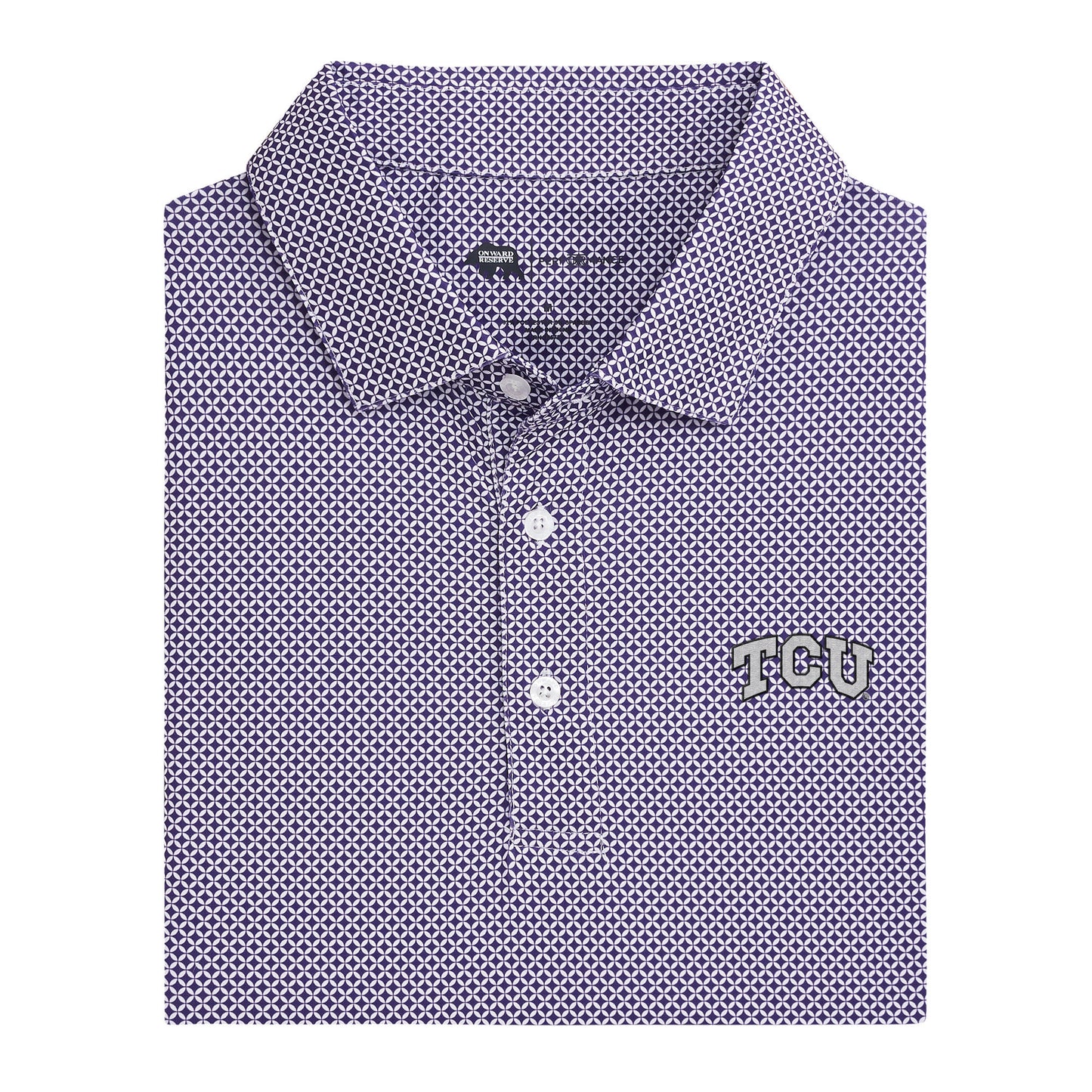 TCU Scope Printed Performance Polo - Purple