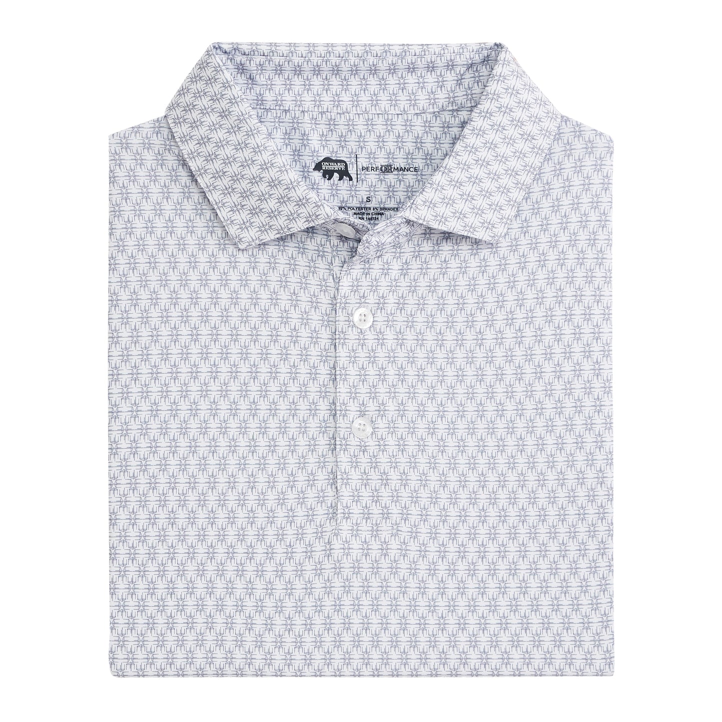 Tents Printed Performance Polo - White