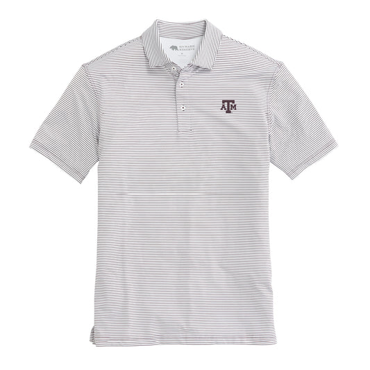 Texas A&M Birdie Stripe Performance Polo - White/Maroon