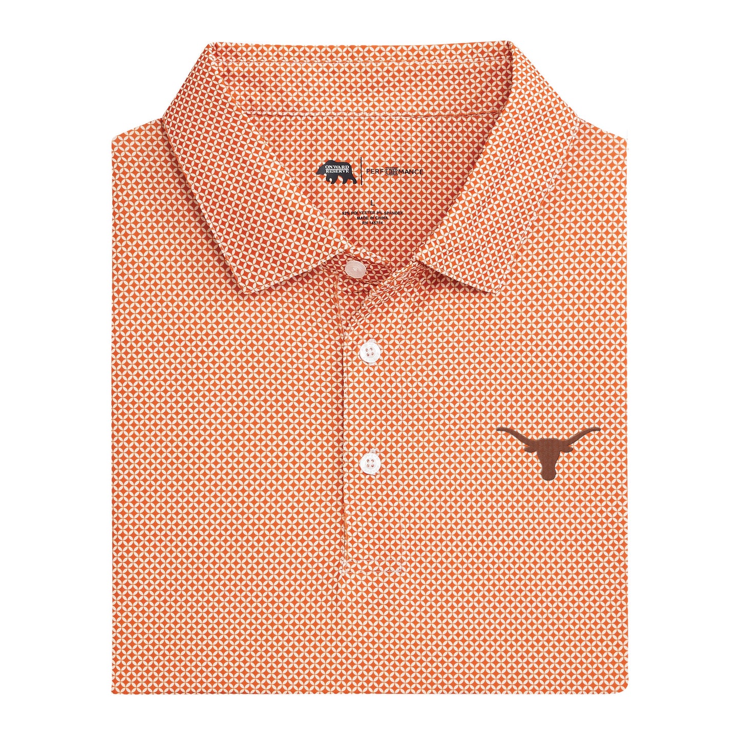 Texas Scope Printed Performance Polo - Longhorn Orange